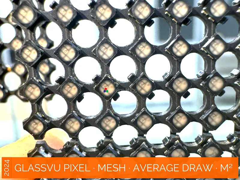GlassVu · Pixel Mesh · direct view transparent LED display panel · 90% transparency · full pixel range · organosilicon polymer adhesive installation to glass · average power draw per square meter · novastar taurus · viplex · vnnox · review · price · cost · priced from $519 per panel