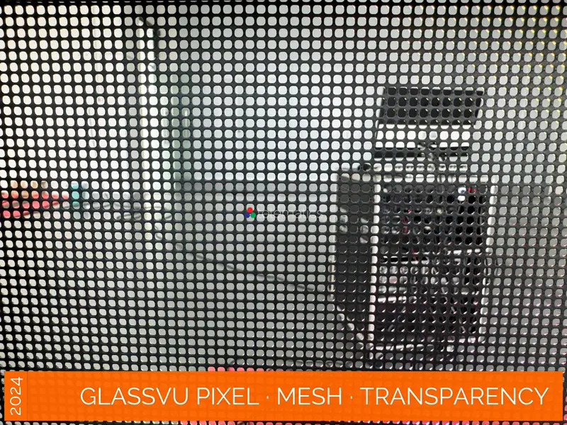 GlassVu · Pixel Mesh · direct view transparent LED display panel · 90% transparency · full pixel range · organosilicon polymer adhesive installation to glass · level of transparency · novastar taurus · viplex · vnnox · review · price · cost · priced from $519 per panel