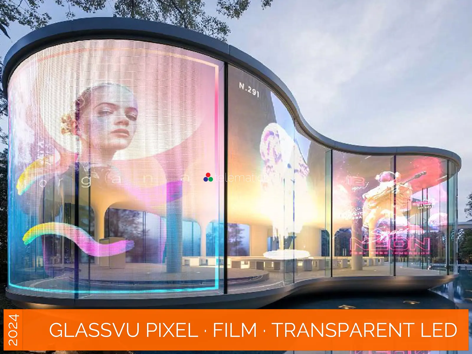 GlassVu · Pixel Film · direct view transparent LED display panel · 90% transparency · full pixel range · organosilicon polymer adhesive installation to glass · visible from front and back · indoor · novastar taurus · viplex · vnnox · review · price · cost · priced from $518 per panel