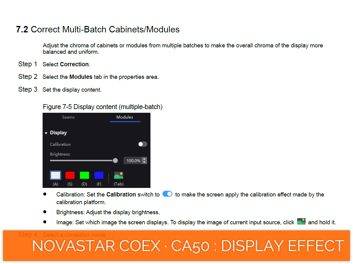 NovaStar COEX · CA50 · brightness · chroma