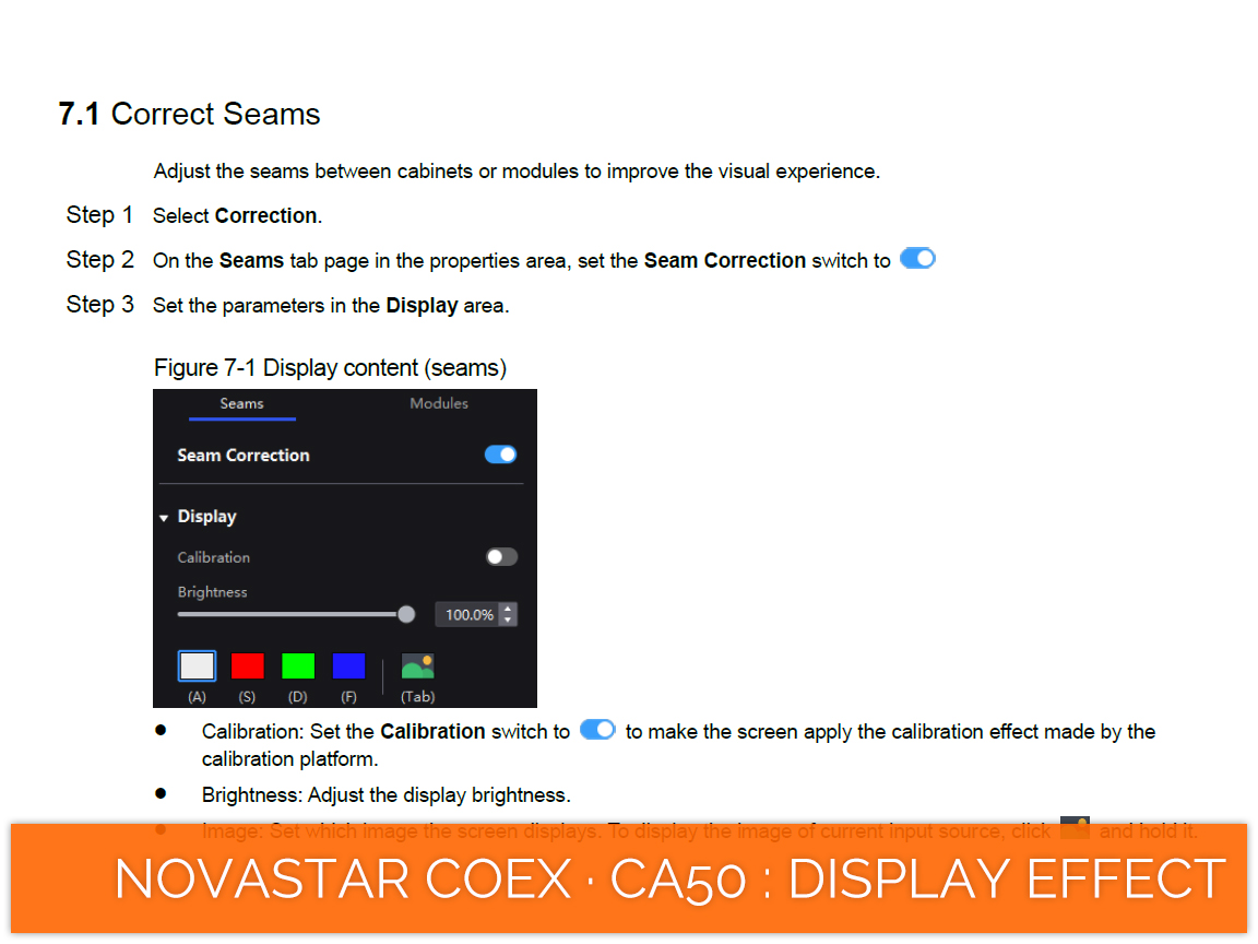 NovaStar COEX · CA50 · seam correction