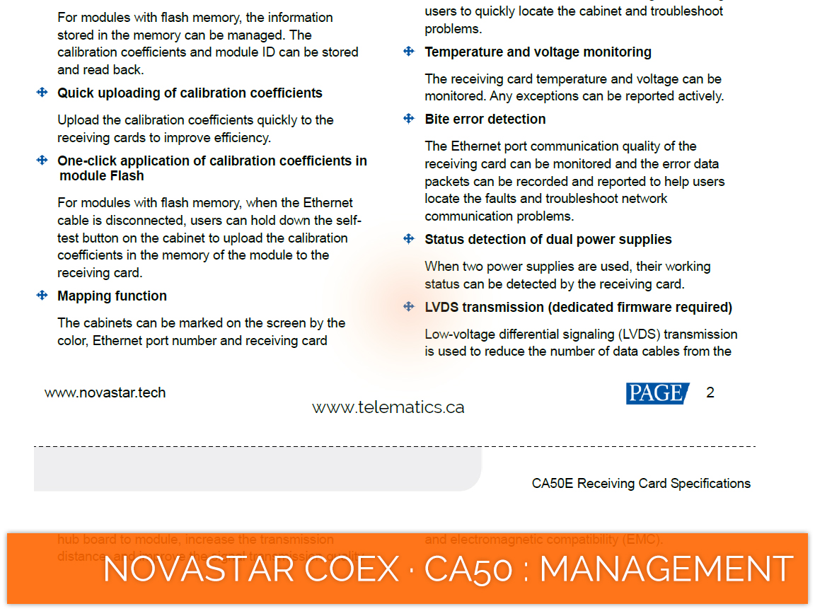 NovaStar COEX · CA50 · low voltage differential signaling