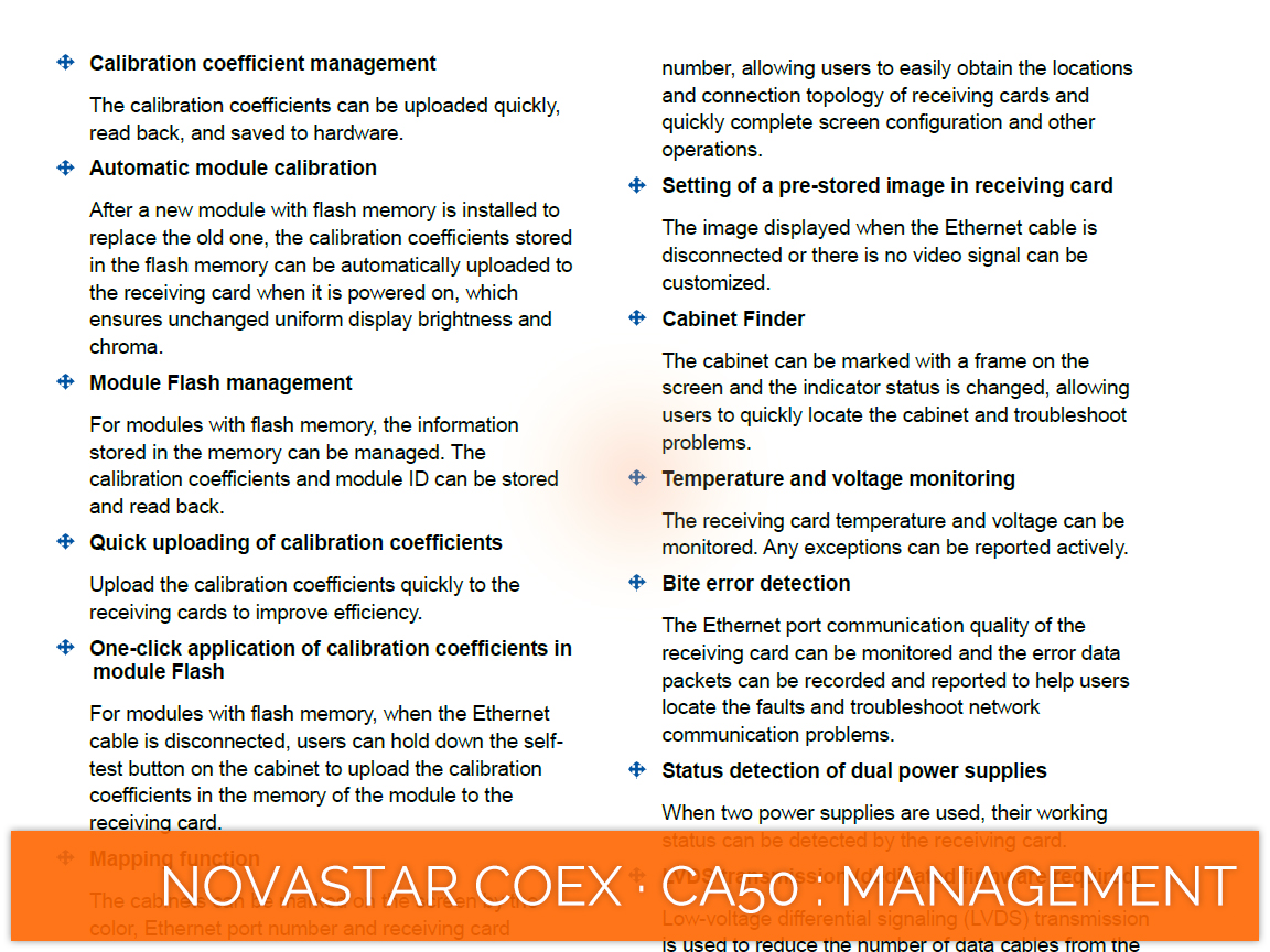 NovaStar COEX · CA50 · temperature voltage