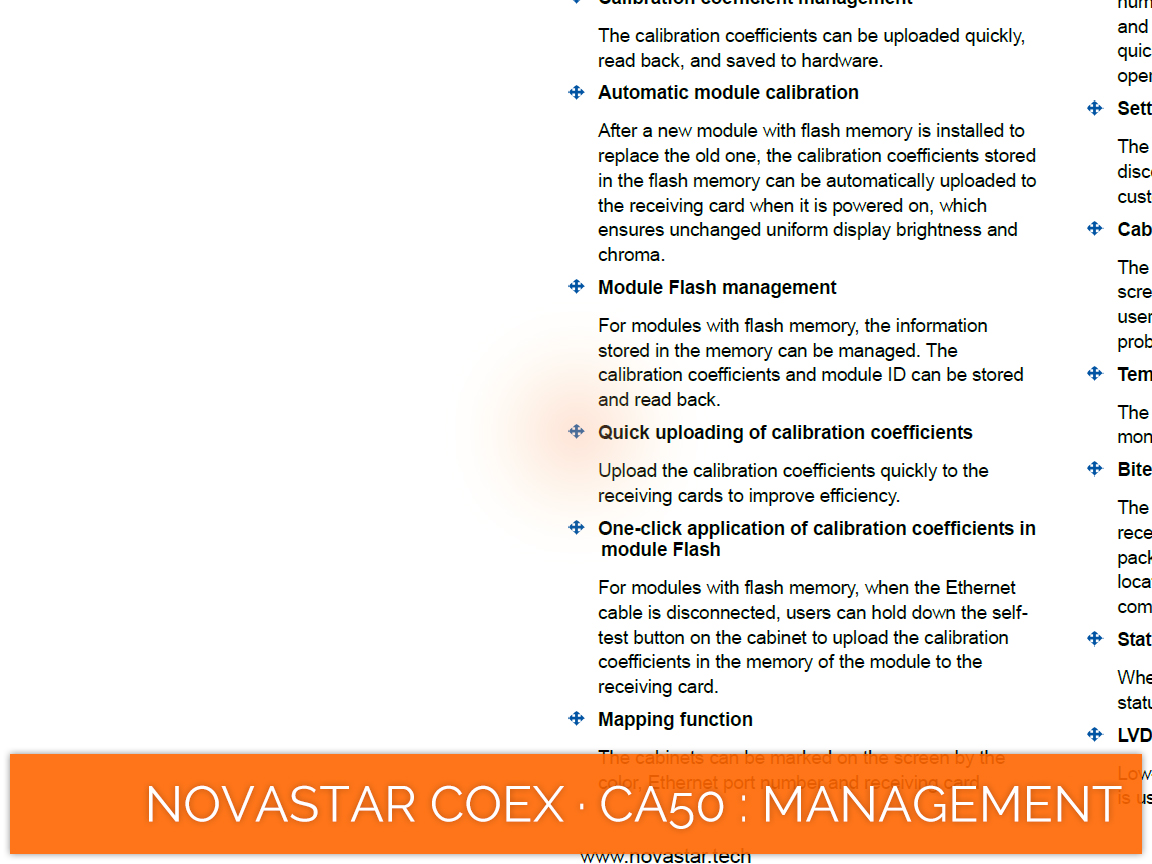 NovaStar COEX · CA50 · upload calibration coefficients