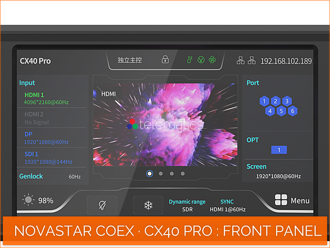 NovaStar COEX · CX40 Pro · lcd menu